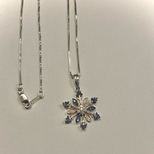 Kay Jewelers Blue Sapphires and Diamond Snowflake Pendant
